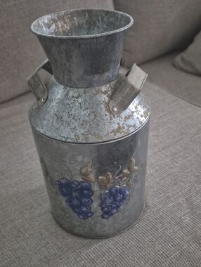 The Tin Box Company Galvanized Metal Grape Milk Can Vase